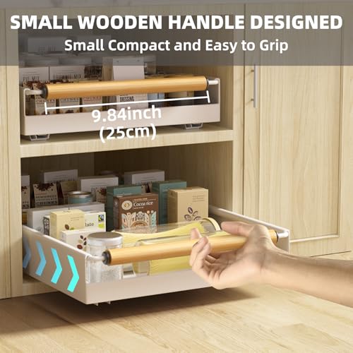 2 Pack No-Drill Pull Out Cabinet Organizer 15.3'' Deep Expandable Slide Out Drawers for Kitchen Pantry & Under Sink Storage, Adhesive Nano Film Mount, White - view 2