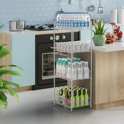 4 Tier Water Bottle Storage Rack Metal Water Bottle Organizer for Floor, Free Standing Bottled Water Holder Stand Beverage Pantry Drink Shelf Dispenser for Kitchen Pantry - view 2