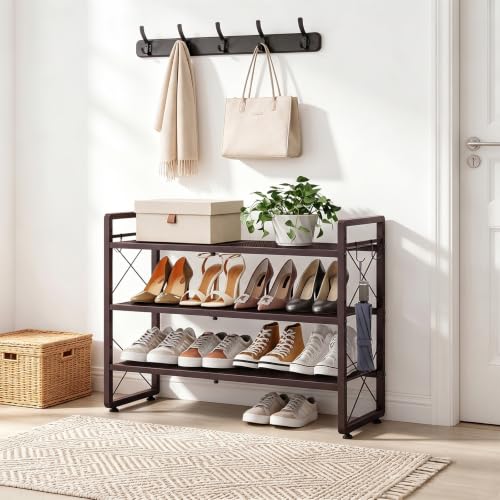 Expandable Shoe Rack for Closet, 3-Tier Metal Bronze Shoe Organizer - view 2