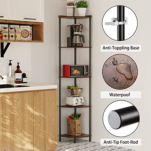 5 Tier Corner Shelf, 65" Tall Corner Shelves for Living Room Decor - view 3