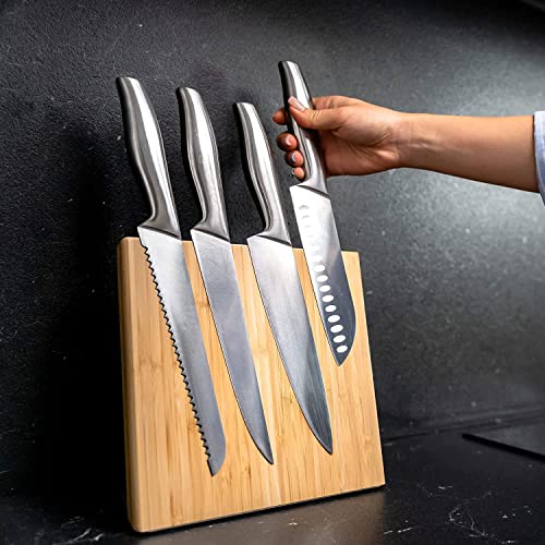 Magnetic Knife Block Without Knives - Magnetic Knife Holder for Safe, Clean & Tidy Knife Storage - Bamboo Knife Rack Magnetic Stand for Cooking Utensils & More - Elegant Magnetic Knife Rack - view 5