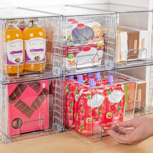 4 Pack Large Stackable Storage Drawers, Clear - view 6