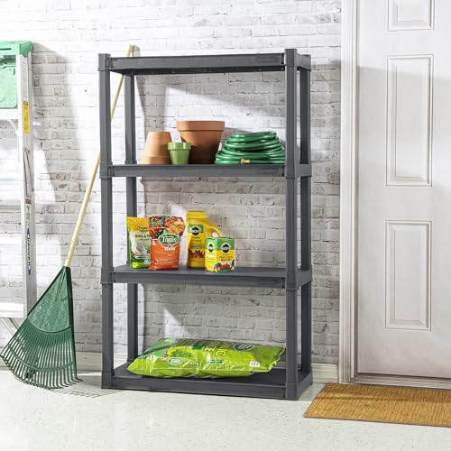 4 Shelf Unit, Heavy-Duty Shelving Storage and Utility Rack - Standing Plastic Organizer Shelves for Kitchen, Bathroom, and Garage - view 5