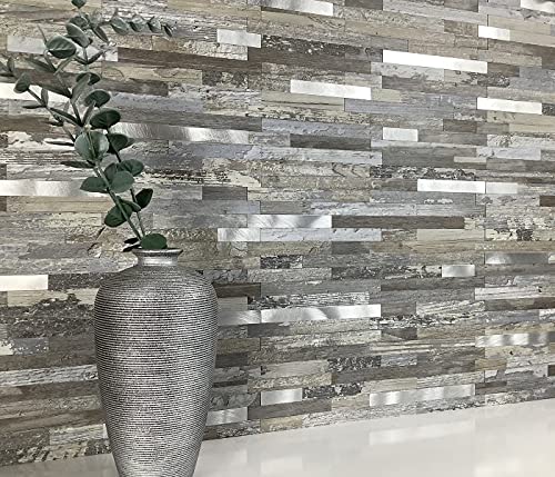 10-Sheet Peel and Stick Backsplash Wall Tile, PVC Kitchen Backsplash Peel and Stick in Distressed Wood, 9.4 sq.ft - view 2