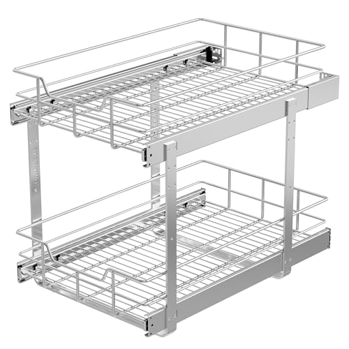 Pull Out Cabinet Organizer 9" W X 17" D, Chromed, Full Slide Out Drawers - view 6