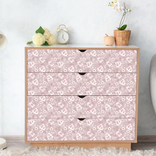 Cherry Blossom Pink Floral Wallpaper Peel and Stick Removable Flower Wallpaper 12"x118" Sticky Textured Floral Decorative Contact Paper for Cabinets Drawers Girls Bedroom Walls Vinyl Roll - view 2