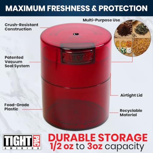 Tightvac 1/2 to 3 oz Patented Vacuum Sealed Airtight Container, Red Tint - view 6