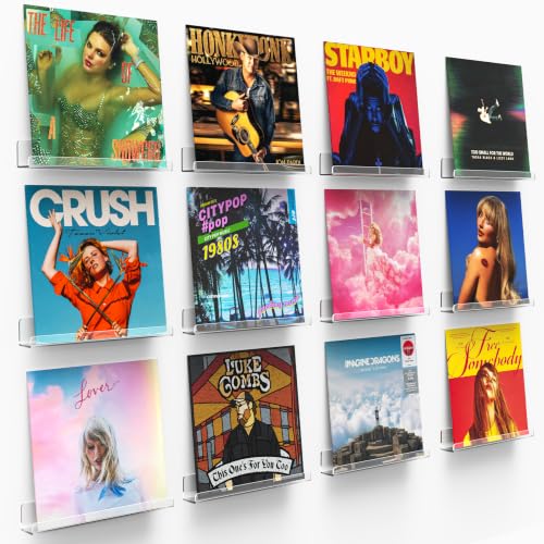Vinyl Record Shelf Wall Mount 12 Pack, 12 inch Album Record Display