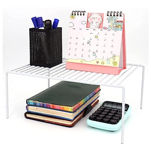 6 Pack(10.6 x 5.1 Inch) Cabinet Storage Shelf Rack, Rustproof Kitchen Counter and Cabinet Shelf, Small Storage Rack Organizer for Kitchen, Fridge, Bathroom, White - view 7