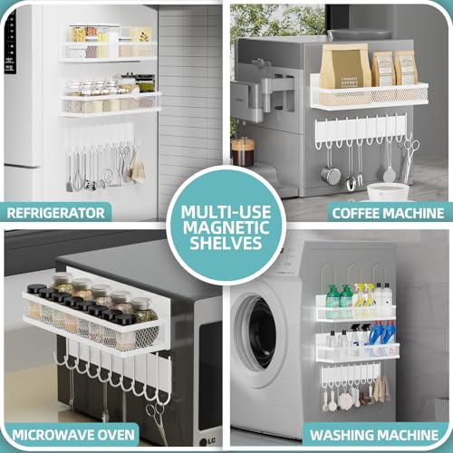 Magnetic Spice Rack for Refrigerator, 3 Pack Magnetic Shelf for Refrigerator, Movable Magnetic Basket is Used for Side Storage in Ovens, Microwaves, or Washing Machines - view 3