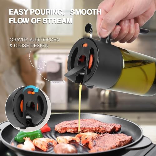 2-IN-1 Oil Sprayer for Cooking,Oil Dispenser for Kitchen,500ML,Black - view 6