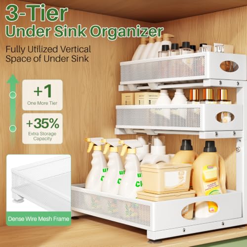 Under Sink Organizer 3-Tier Slide Out Drawer for Bathroom 2-Pack - view 3