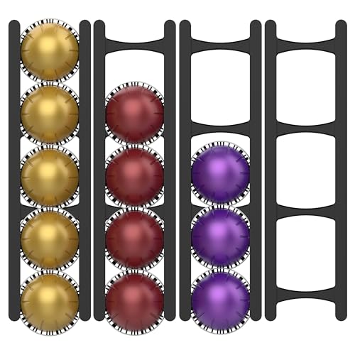 Coffee Pod Holder Compatible with Nespresso VertuoLine Capsules – 20-Pod Space-Saving Organizer for Wall, Cabinet, or Under-Counter Mount, Black