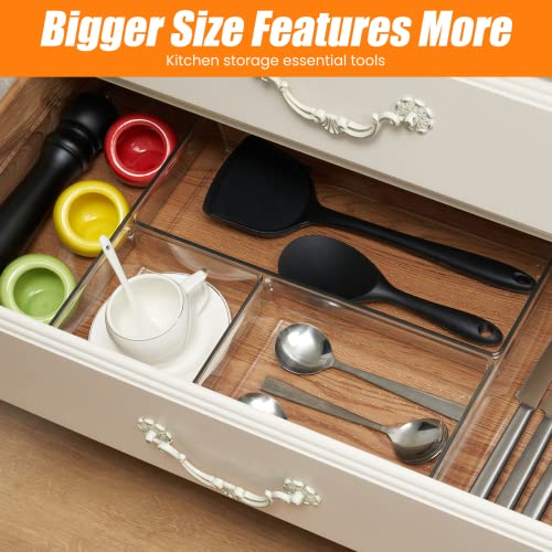 18 Pcs Large Size Clear Drawer Organizer Set, Acrylic Non Slip Non Cracking Kitchen Drawer Storage Tray Divider, Multifunctional Storage for Cosmetics, Bathroom, Tools, Kitchen and Office - view 6