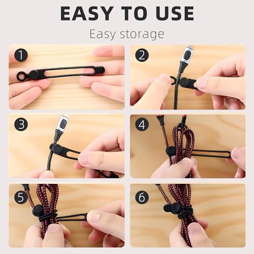 24 Pcs Silicone Cable Ties, 2026 New Reusable Data Cable Organizer Wire Organizers, Multipurpose Elastic Cord Wraps Cable Management for Home, Office, School, Travel Essentials (24pcs) - view 6