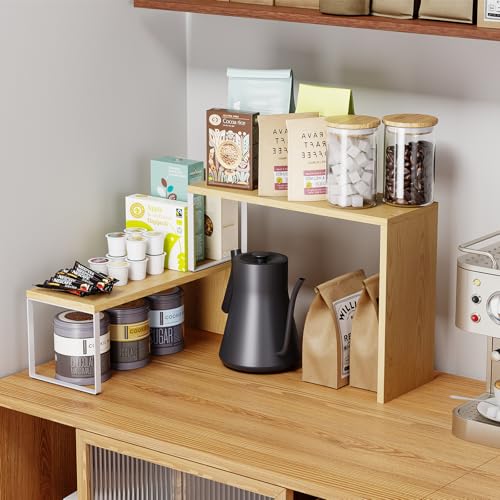 Cabinet Organizer Shelf, 2-Tier Kitchen Counter Organizer Corner Shelves Coffee Bar Organizers for Countertop Kitchen Storage Spice Rack - view 3