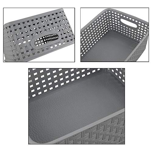 Plastic Storage Basket, 10.03" x 7.59" x 4.09", Pack of 6, Gray - view 4