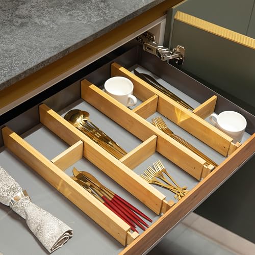 Expandable & Adjustable Drawer Organizer with 4 Dividers & 4 Inserts Storage Solution for Home Office Dresser Desk Kitchen Bedroom Closet Separator for Socks Cutlery Clothes and Accessories - view 2