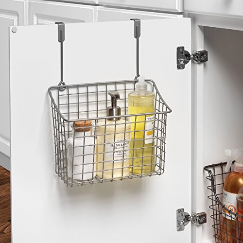 Grid Large Over Cabinet Door Wire Basket Organizer, Satin Nickel - view 3