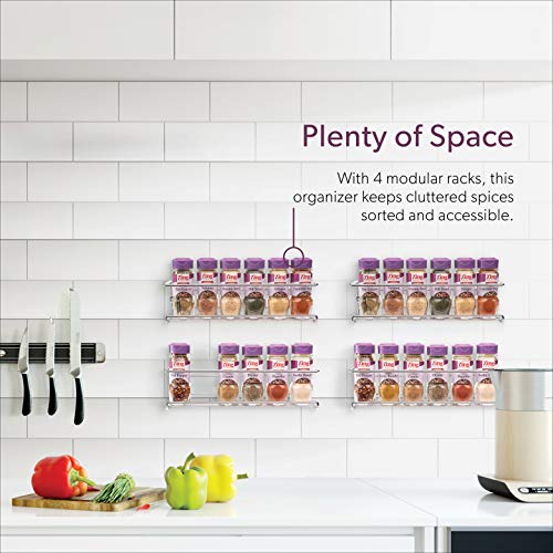 Spice Rack Wall Mount, Pantry Cabinet Door Organizer - Set of 4 Hanging Spice & Seasoning Racks Kitchen Storage Organizer | The Wire Collection, Chrome - view 3
