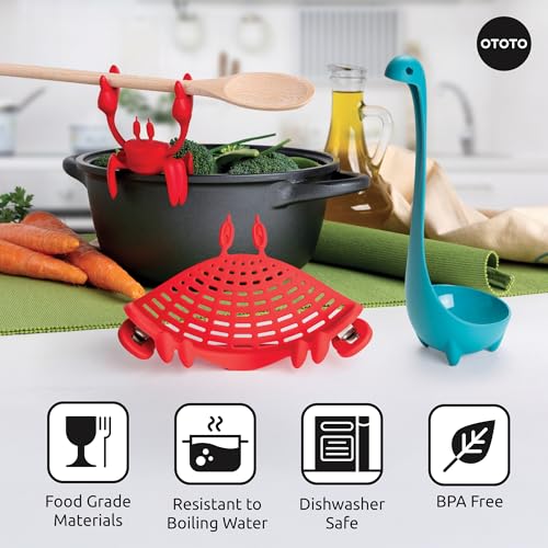 Prep Pals Bundle of Red the Crab, Nessie, Crabby - Cute Kitchen Accessories, Kitchen Gadgets, Spoon Rest for Stove Top, Soup Ladle, Pasta Strainer, Funny Unique Gifts, Cooking Gifts - view 6