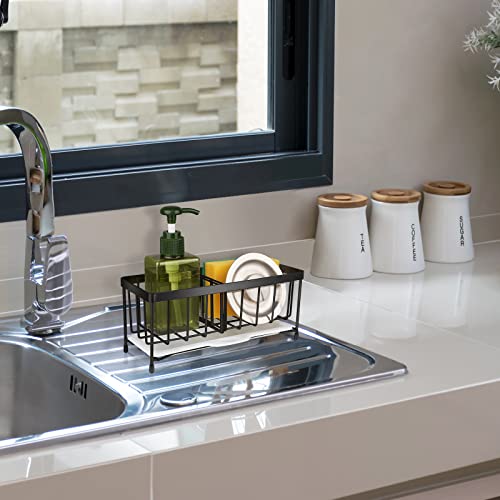Kitchen Sink Caddy Organizer - 304 Stainless Steel Sponge Holder With Adjustable Partition - Dish Brush Tray Accessories - view 7