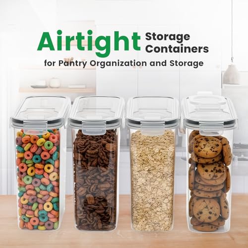 Cereal Containers Storage with Lids - Airtight Kitchen Dry Food Storage Containers & BPA Free Cereal Dispenser For Pantry Organizer And Storage (Clear, 4 Liter Pack of 4) - view 6