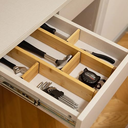Expandable & Adjustable Drawer Organizer with 4 Dividers & 4 Inserts Storage Solution for Home Office Dresser Desk Kitchen Bedroom Closet Separator for Socks Cutlery Clothes and Accessories - view 3