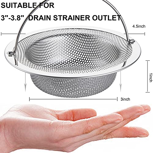 Kitchen Sink Strainer Stainless Steel, Kitchen Sink Drain Strainer with Handle, Sink Strainers with Large Wide Rim 4.5" Diameter for Kitchen Sinks (2PCS) - view 2