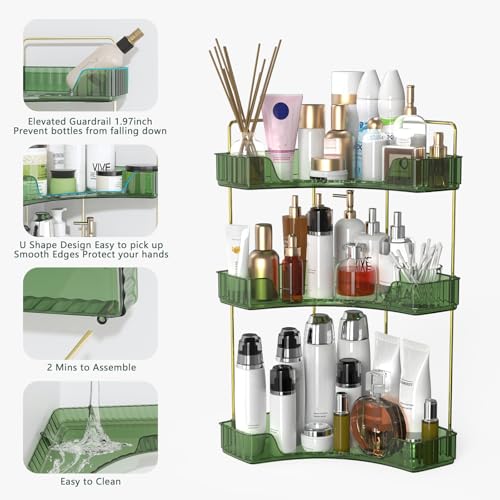 Corner Bathroom Organizer 3 Tier Makeup Countertop Shelf for Vanity - view 5