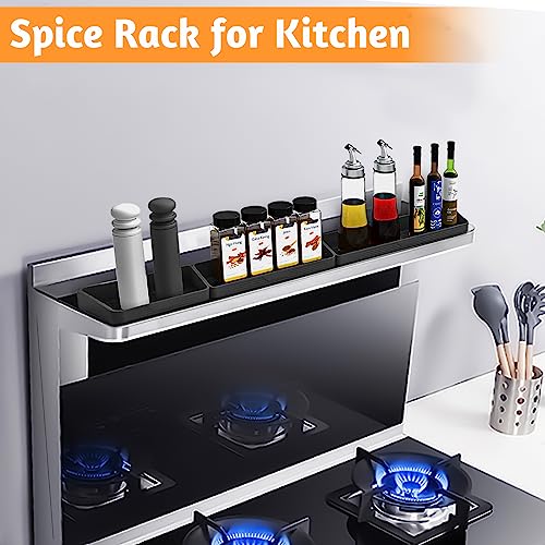 Magnetic Stove Top Shelf 30"/24"/20", 3-Piece Silicone Over the Stove Shelf Spice Rack & Spice Organizer — Heat Resistant, No Drill Kitchen Storage Organizer for Gas & Electric Stoves - view 6