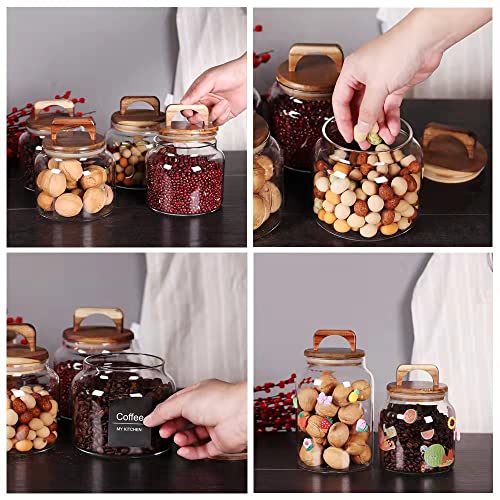 Glass Jars with Airtight Lid [Set of 4],Kitchen Canisters, Borosilicate Storage Containers,Retro Design, jars for Candy,Cookie,Rice,Sugar,Flour, Flour,Pasta,Nuts and Spice Jars - view 3