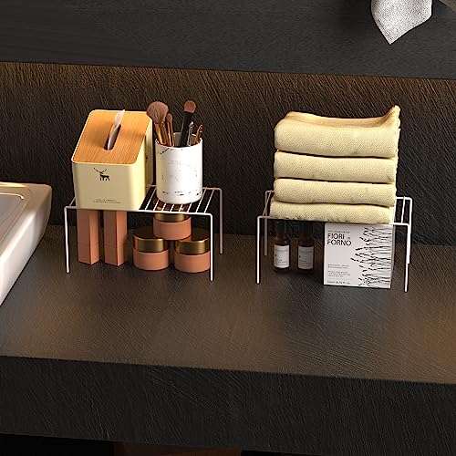 6 Pack(10.6 x 5.1 Inch) Cabinet Storage Shelf Rack, Rustproof Kitchen Counter and Cabinet Shelf, Small Storage Rack Organizer for Kitchen, Fridge, Bathroom, White - view 6