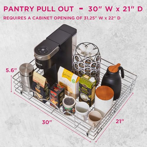 Pull Out Cabinet Organizer, Pantry Drawer, 30"W x 21"D x 5"H - view 3