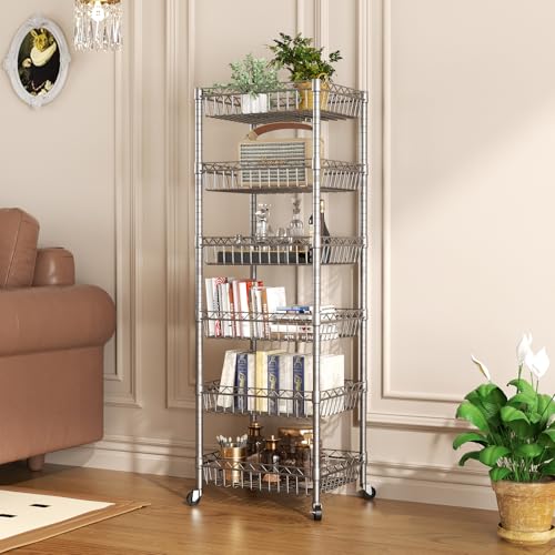 6 Tier Shelf Wire Shelving Adjustable Storage Shelves Basket Rack - view 2