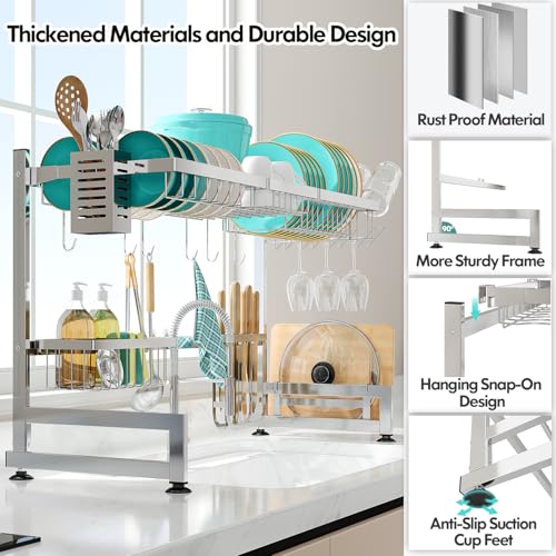 2 Tier Extra Large Stainless Steel Over The Sink Dish Drying Rack - view 3
