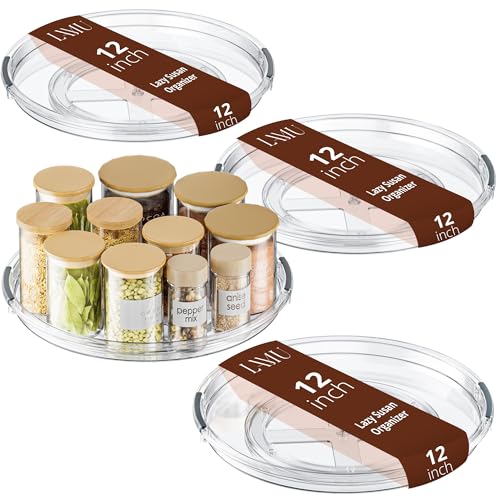 12 in Lazy Susan Turntable, 4 Pack Clear Spice Rack, Organizer Storage
