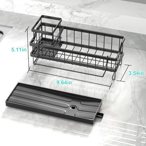 Sponge Holder for Kitchen Sink - Countertop Rustproof Stainless Steel, Sink Caddy, Kitchen Gadgets Accessories (Black) - view 5