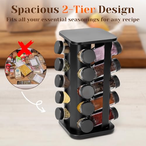 Rotating Spice Rack, Rotatable Spice Rack with Jars, Compact Stainless Steel Space Organizer (Medium, Piece, 16) - view 2