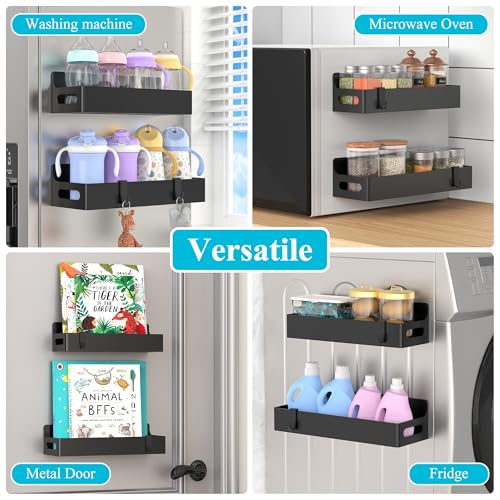 2 Pack Magnetic Spice Rack for Refrigerator Upgrade Black - view 7