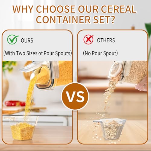 Cereal Containers Storage Set (4L / 135.2oz), 4PCS Airtight Food Storage Containers with Lids, Cereal Dispensers for Kitchen Pantry Organization and Storage with Pour Spout, 20 Labels, Marker - view 6