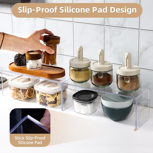Cabinet Shelf, 8-Pack Clear Organizer Riser 12.4L × 4W × 4.6H in - view 6