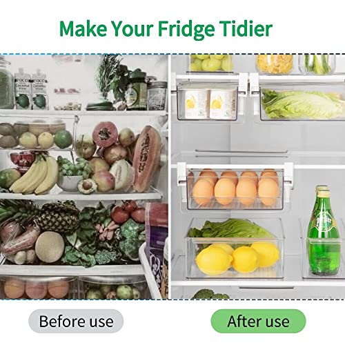 Refrigerator Organizer Bins, Clear Plastic Fridge Drawer With Handle Pull Out Fridge Drawer Organizer Under Shelf Drawer For Cheese, Deli Meat, Drinks, Fruit, Vegetable, Heavy Duty-M - view 5