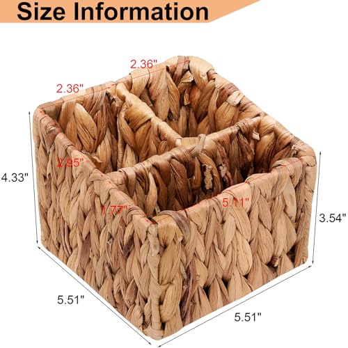 Handwoven Remote Control Holder Desk Organizer Caddy with 3 Compartments - view 4