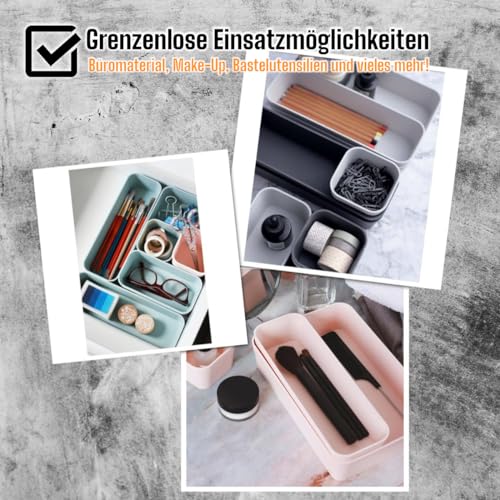 1 x drawer organiser set, storage box, one-piece divider system, adjustable utensils, storage space, living room, bathroom, plastic, light grey - view 3
