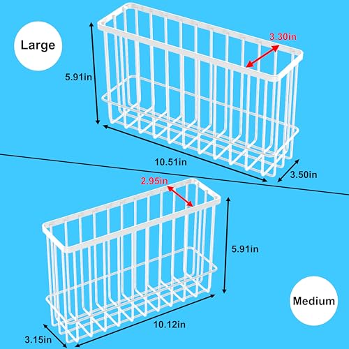 Cabinet Door Organizer 2Pcs, Foil and Plastic Wrap Organizer with 2 Sponges, Cabinet Door Storage with 2 Caddy Adhesive, for Aluminum Foil, Plastic Wrap, Wool Dryer Balls, White,(Medium, Large) - view 3