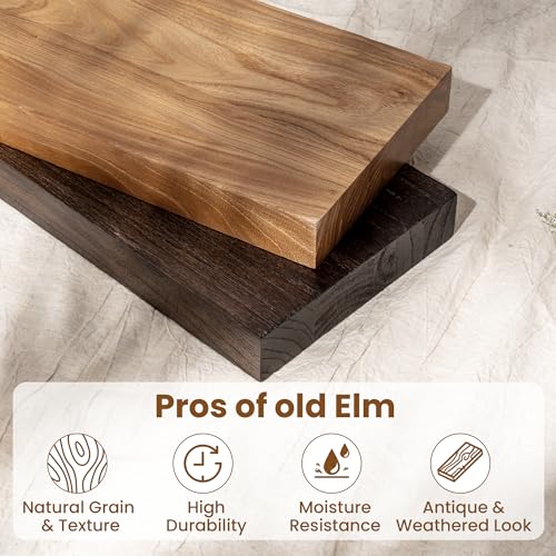 55" Wall Mounted Floating Shelves, Natural Elm Wood, 1 Pack - view 4