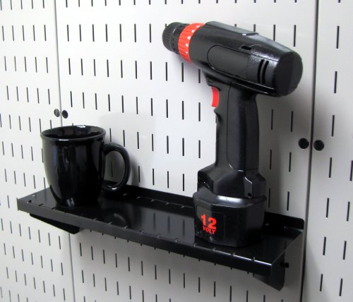 Shelf 4in Deep Pegboard Shelf Assembly Pegboard and Slotted Tool Board - Black - view 2