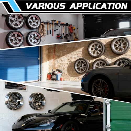 4 Pcs Tire Wall Hooks, Heavy Duty Garage Storage System, Strength Steel Tyre Rack for Car, SUV, Motorcycle Tires, Ladders & Chairs (12.2Inch) - view 5