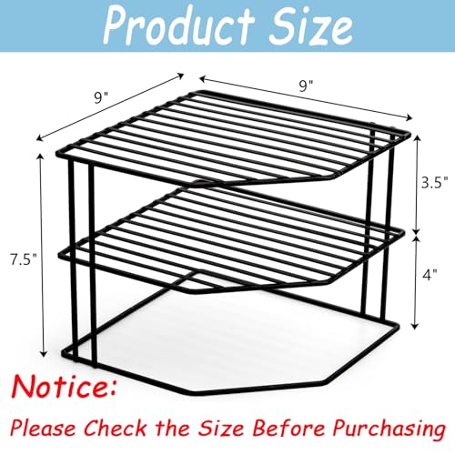 3-Tier Kitchen Corner Shelf Rack Counter and Cabinet Organizer, 9x9x7.5 Inch Metal Wire Kitchen Counter Pantry Cabinet Organizer and Storage Shelf for Plates, Cups, Dishes - view 2